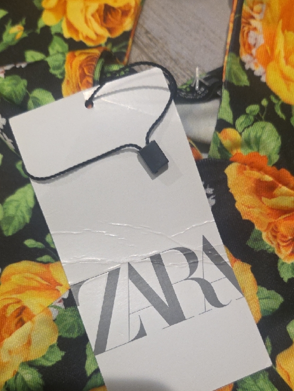 Zara Black Floral Hooded Bodysuit with Yellow Roses - Picture 6 of 10